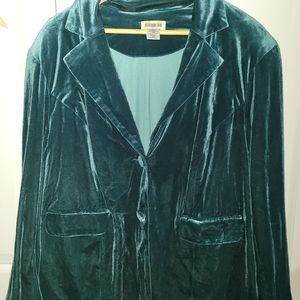 Bedford Fair green velvet blazer with 2 buttons
